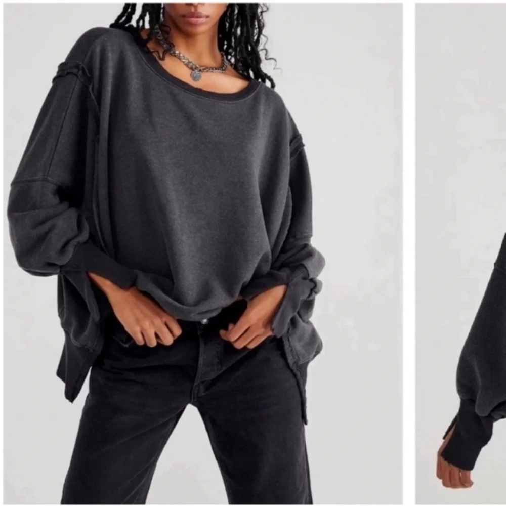 NWOT Free People / We the Free Camden Sweatshirt - black - XS